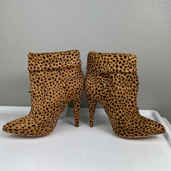 Loeffler Randall Calf Hair Cheetah Bootie Heel Pointed Toe 6/6.5 - Picture 5 of 12